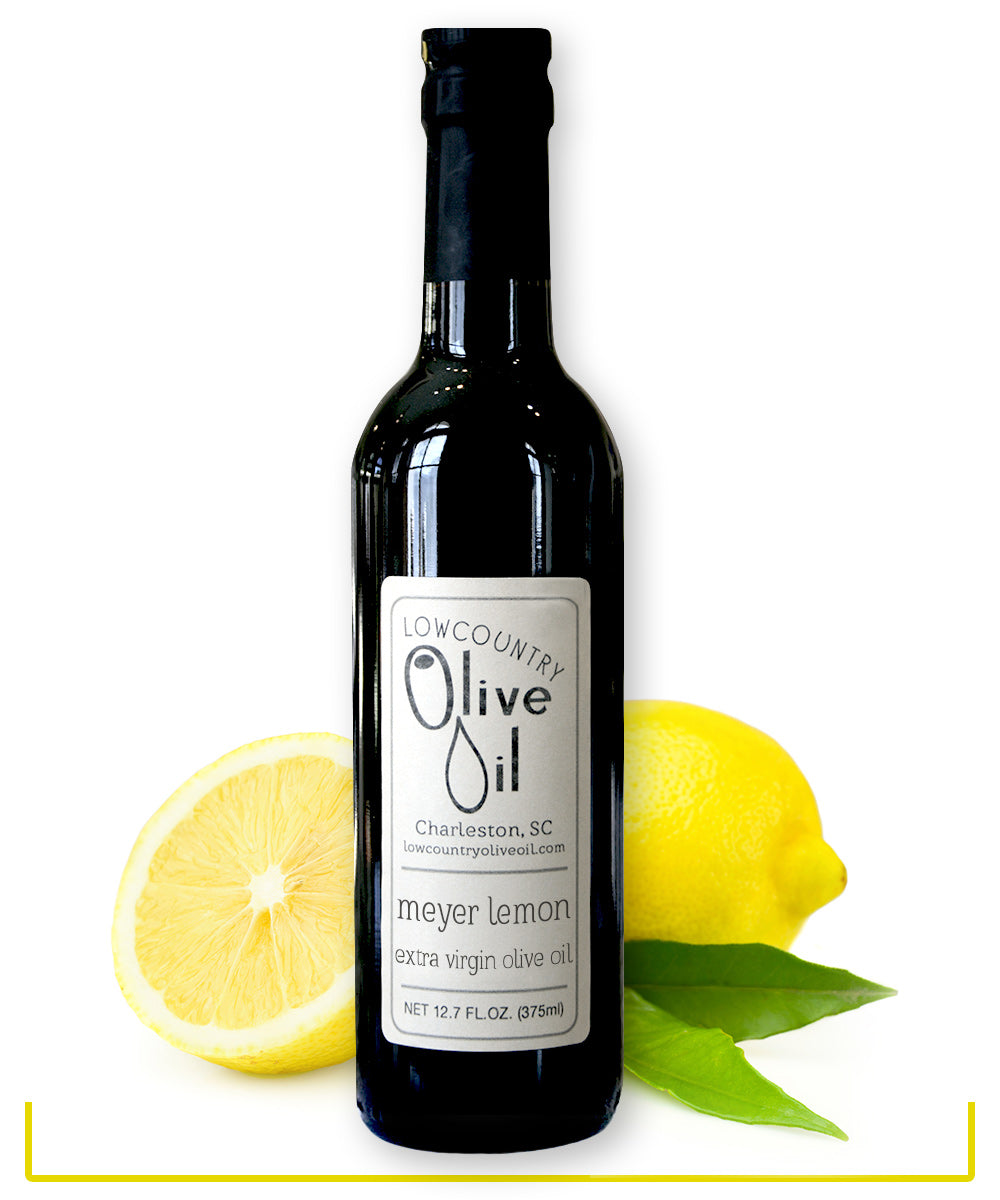 12oz bottle of Meyer lemon olive oil from Charleston, SC