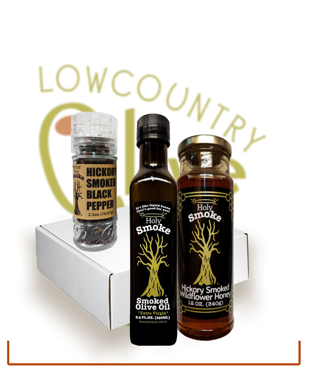 Gift Set from Charleston with Smoked Pepper, Smoked Honey & Smoked Olive Oil