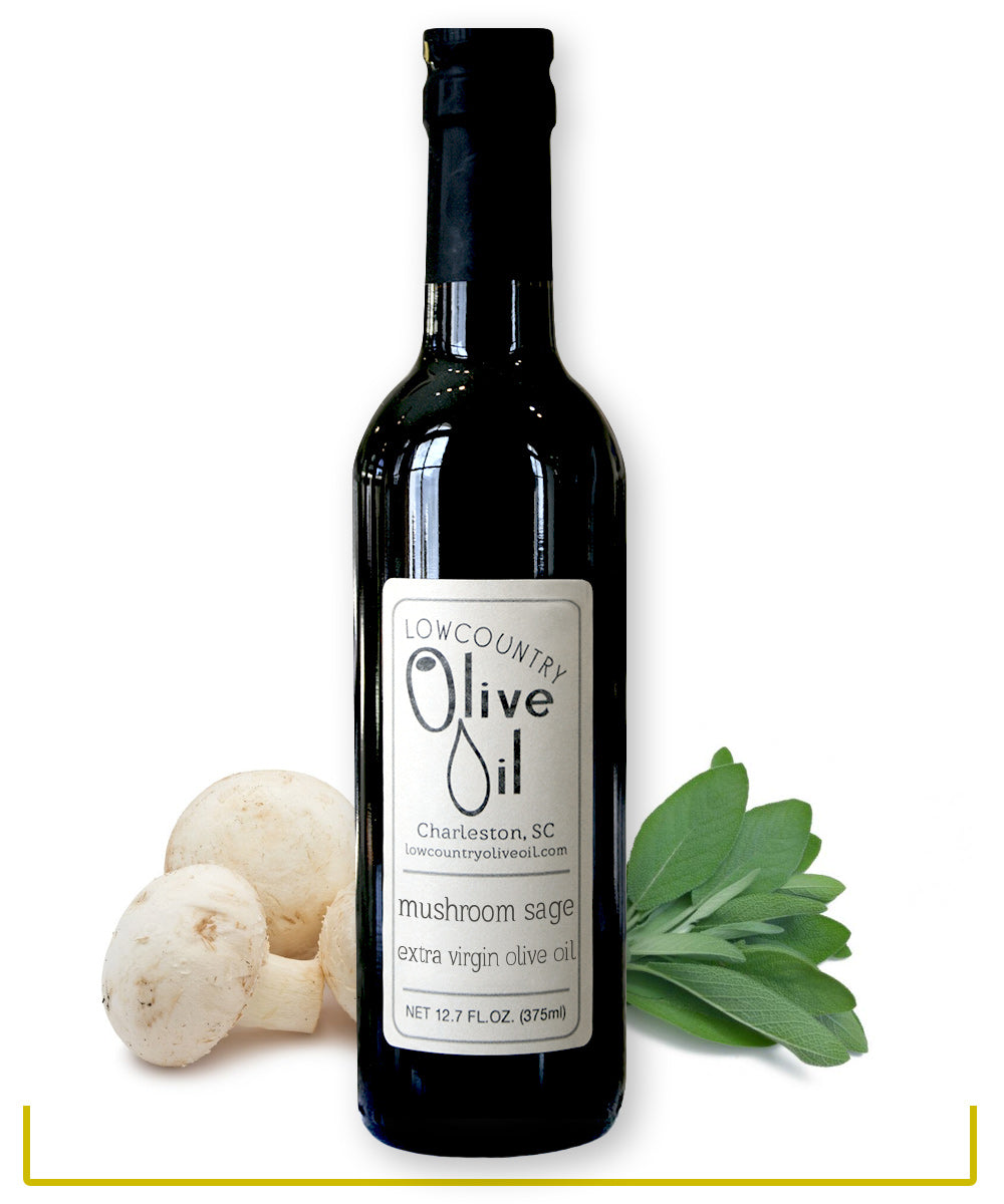 12oz mushroom sage olive oil bottle