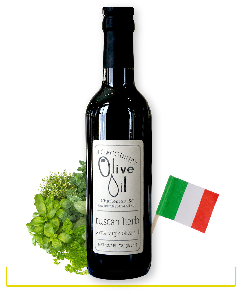 12oz bottle of Tuscan Herb Olive Oil from Charleston, SC